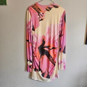 Farm Rio x Anthropologie Long Sleeve Mock-Neck Mesh Mini Dress Large Floral